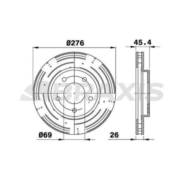 Braxis AE0586 Ön Fren Aynası Havalı Mitsubishi Lancer 1.5 1.6 1.8 2.0 08-(276x5) 4615A115 