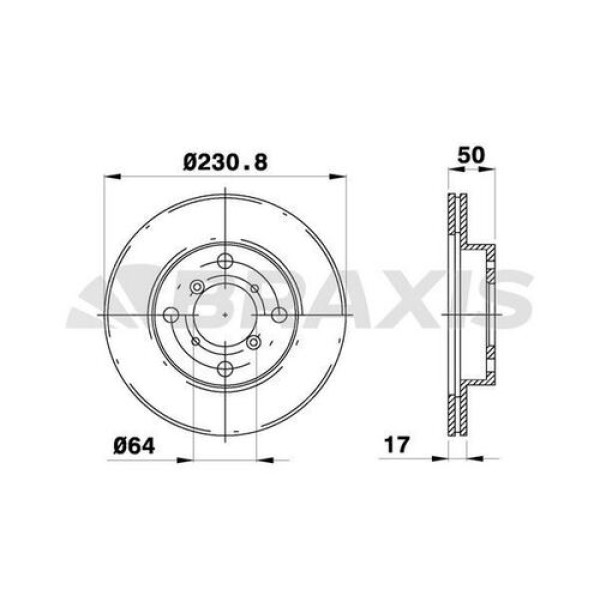Braxis AE0600 Ön Fren Disk (Aynası) Havalı Suzuki Alto 1994-2002 Suzuki Swift 1989-2001 Justy 1.3 4WD 1995-2003 (231mm) 55311M72F00