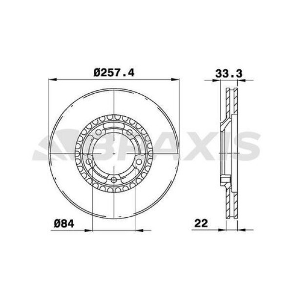 Braxis AE0702 Ön Fren Diski (Aynası) Havalı L300 Minibüs 1990-2008 (258x5) MB407030