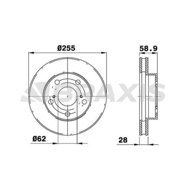 Braxis AE0704 Ön Fren Diski (Aynası) Havalı HiIux Vigo 2.5 D4D 4x2 4x4 2005-(257x5) 435120K010 