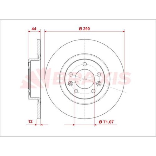Braxis AE0811 Fren Diski Arka 508 10- Düz 289.7mm 4249.G2