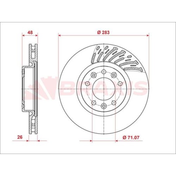 Braxis AE0871 Fren Diski Ön C4 Picasso II 13-Havalı 283mm 9805961480 