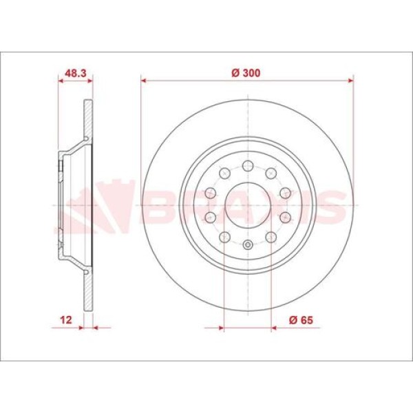 Braxis AE0881 Fren Diski Arka Golf VII 13-Passat Superb Q3 15-Tiguan 16-Touran 15-Arteon 17- 3Q0615601