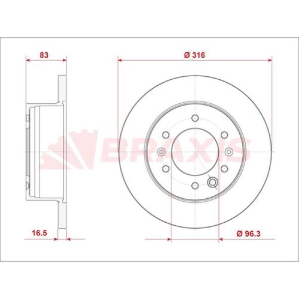 Braxis AE0891 Arka Fren Aynası (Diski) Hyundai H350 2.5 CRDI 15- 5276159000 