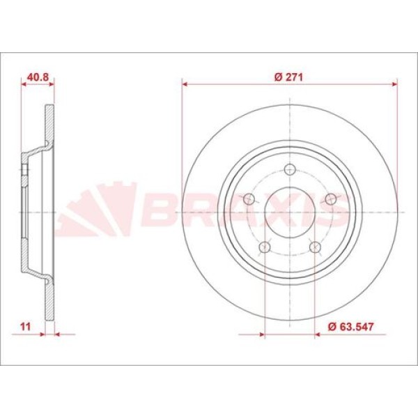 Braxis AE0919 Arka Fren Disk Ayna Yeni Focus IV 18- JX612A315AEA 