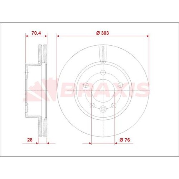 Braxis AE0920 Fren Aynası Ön Crafter 2.0 16-Dasa-B-C \ Daua-B-C \ Dava \ Dawa MAN Tge 2.0TDI 16- 2N0615301A 