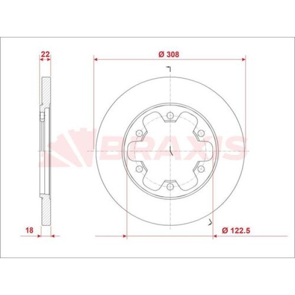 Braxis AE0943 Arka Fren Diski Yeni Kasa Transit V363 6 Bijon 14 Arka Çift Teker BK312A315BD