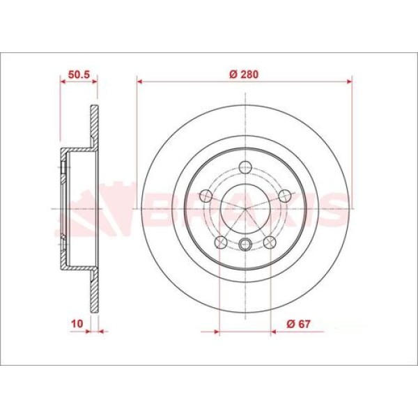 Braxis AE0959 Arka Fren Diski BMW F45 F46 F48 F38 34216864141