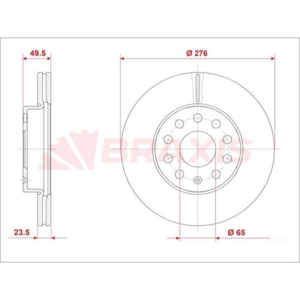 Braxis AE0965 Ön Fren Aynası Golf VII 13-Leon A3 13-16 Octavia 13- 5Q0615301A 