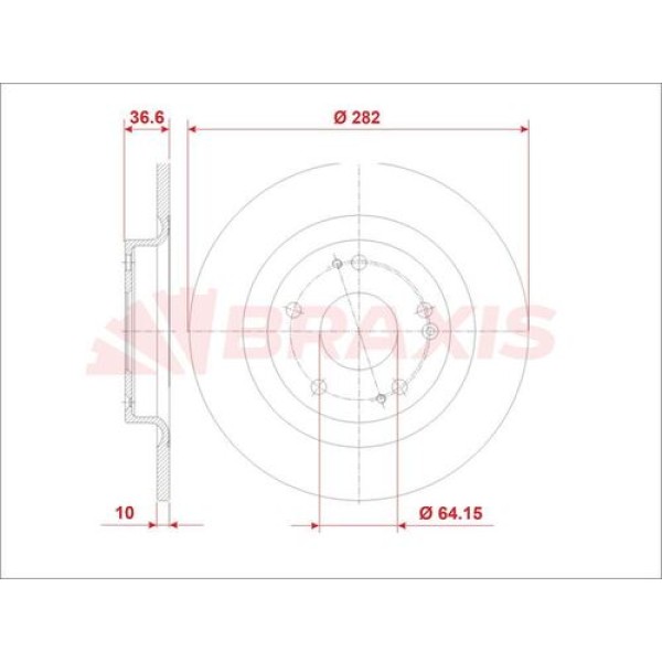 Braxis AE0970 Fren Diski Aynası Arka Honda Civic 2016-(282mm) 42510TGNG00