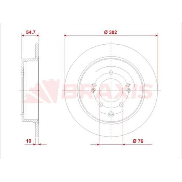 Braxis AE0974 Fren Diski Arka Tucson 15-Sportage 15-Elektronik El Freni Olmayan Araçlar İçin 58411D7000
