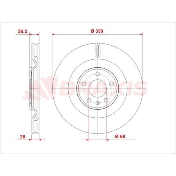 Braxis AE1000 Fren Diski Arka A6 A7 Q8 19-Touareg Q8 Quattro 18-Q7 16- 4M0615601P 