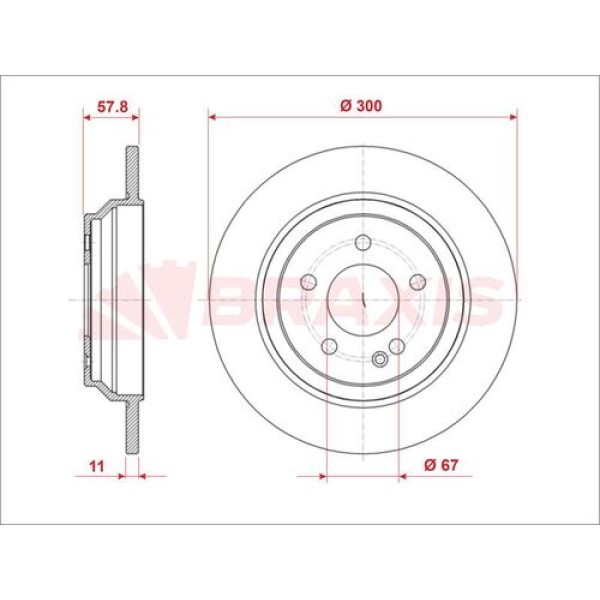 Braxis AE1013 Fren Diski Arka V-Class W447 14-Vito W447 14- A4474230412