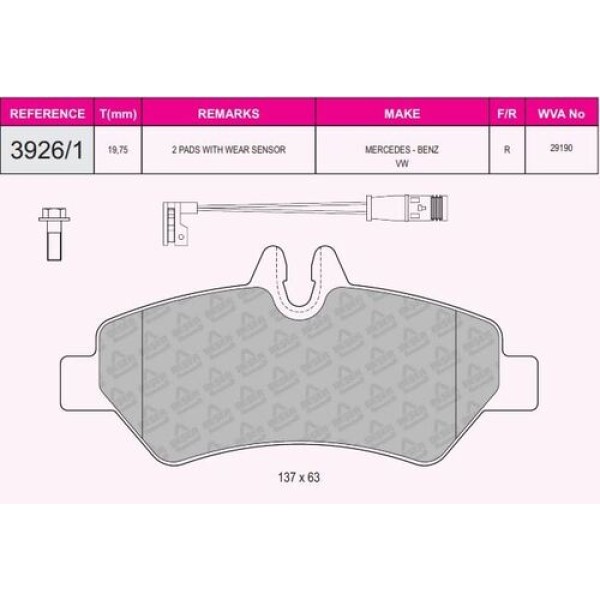 Beşer 39261 Fren Balatası Arka Sprinter 906 06-Crafter 06-15 2E0698451