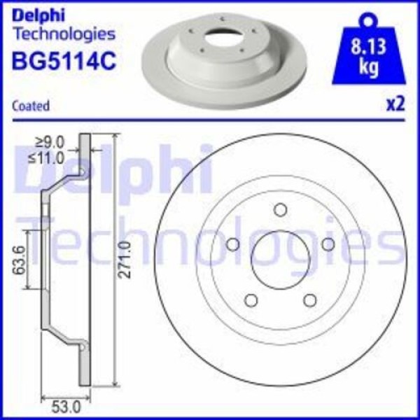 Delphi BG5114C Arka Fren Diski Ford Puma 17- L1TC2A315AA 