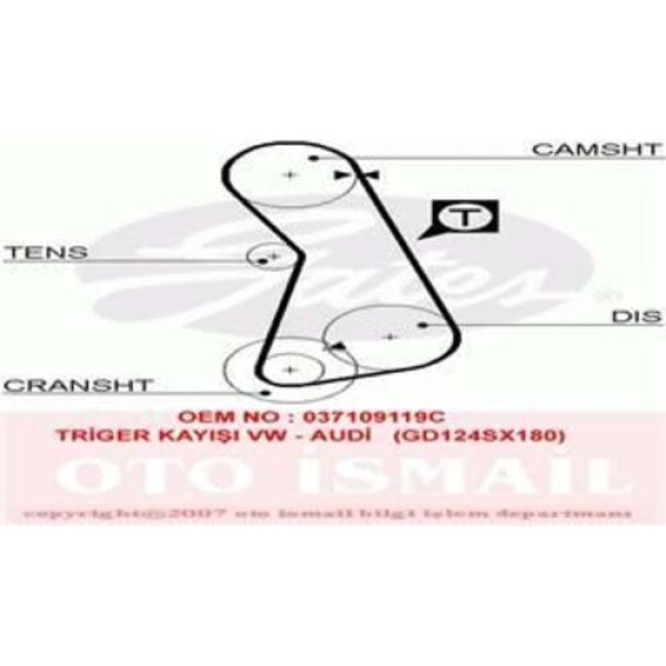 Gates 5308 Triger Kayışı 124x180 A6 Passat Golf III 2.0I Atu AWf AWg Ct629 037109119C 