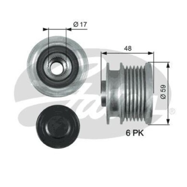 Gates OAP7178 Alternatör Kasnağı Rulmanlı Astra J Insignia Zafira Tourer C 2.0 CDTI 6 Kanal 55565443 