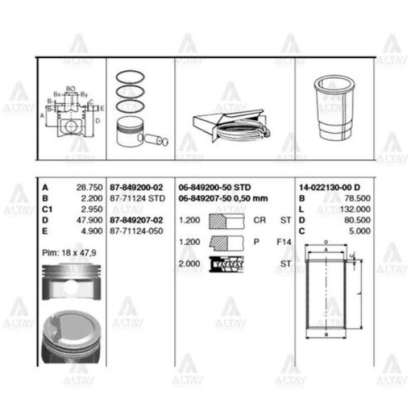Goetze 06-849200-50 Motor Segmanı STD Accent Era 1.4 Benzinli 2006-Kia Rio 1.4 Benzinli 2005-75.50mm 2304026002 