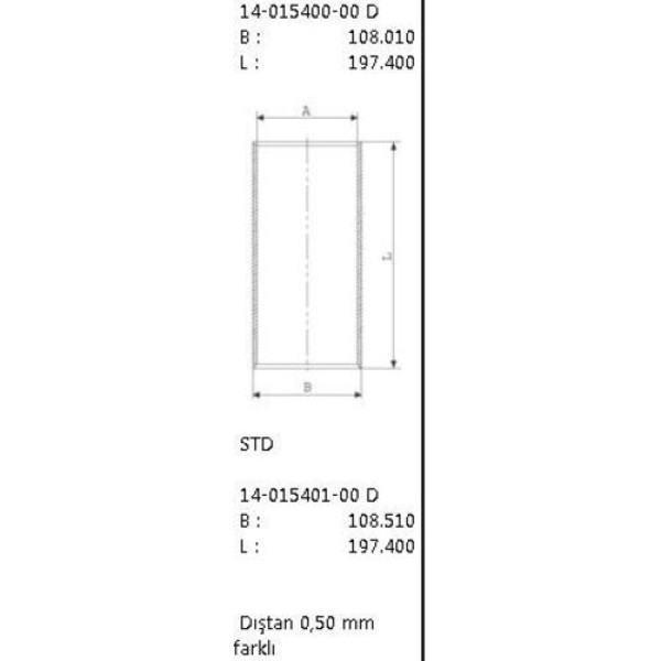 Goetze 14-015401-00 Gomlek 050 104.50 Mitsubishi Canter-449-Canter-659-Canter-659 Turbolu Flanssız 1401540100 