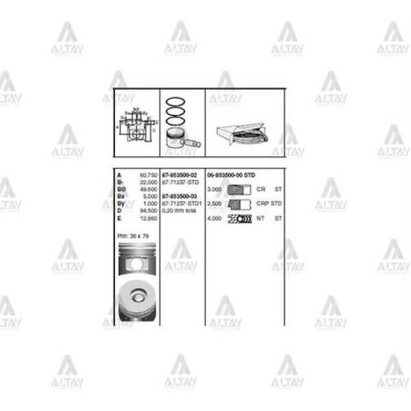 Goetze 86-71237-STD Piston Champion NPR66 4Hf1 112mm Segmansız 8671237STD0A0G