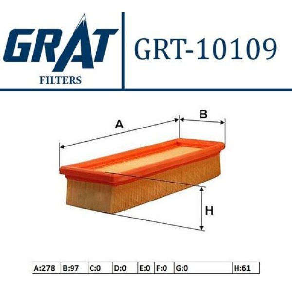 Grat 10109 Hava Filtresi Süngerli Doblo 1.4 16V 2005-2009-Idea 1.4 2004-2009 55192012 