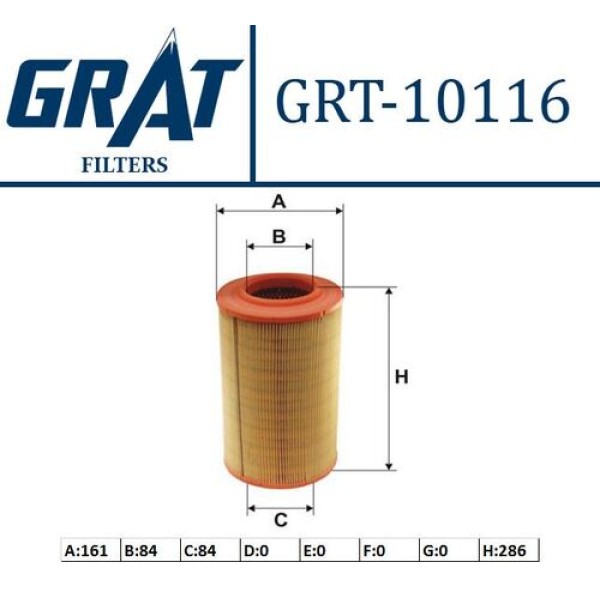 Grat 10116 Hava Filtresi Büyük Ducato 2.8JTD 2.8TD 2.8D 2.5TD Boxer 2.5T DJ5T 2.5 TDI DJ5Ted 1310636080 