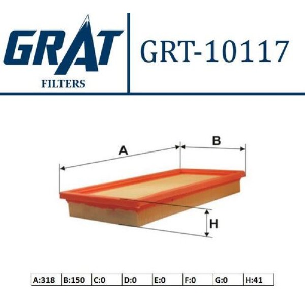 Grat 10117 Hava Filtresi Bravo II 1.4 07- Doblo 1.4 10-Punto 1.4 07-Punto Evo 1.4 12-Egea 1.2-1.4 Benz 46783544 