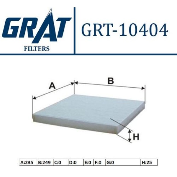 Grat 10404 Kabin Filtresi Jumper 2.2 3.0HDI 06-11-Ducato 2.3D 2.2 3.0D-Boxer 77364063 