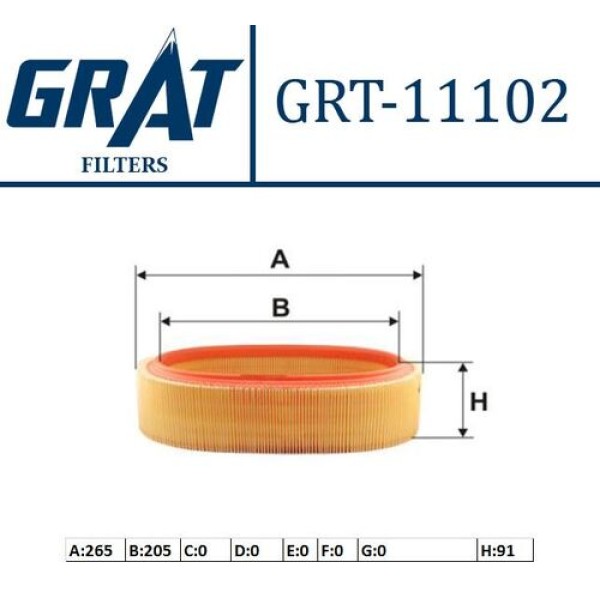 Grat 11102 Hava Filtresi Dacia Logan 04-Sandero 1.4 1.6 08-Clio II Symbol-Kango 1.4 8V E7J 96 7701070525