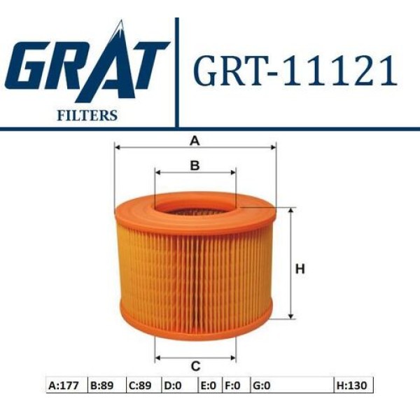 Grat 11121 Hava Filtresi Renault 21 2.0 16V-Manager 2.0 16V-Megane 2.0 16V-Renault 19D 7701033713 