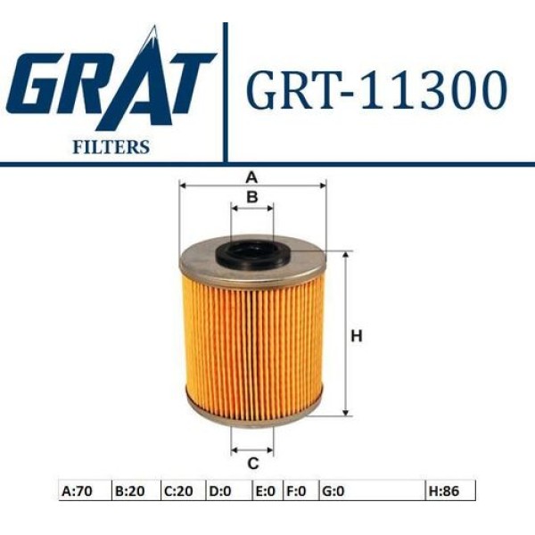 Grat 11300 Mazot Filtresi Kısa 84mm Master II Trafic II Master III Movano Vivaro 2.5 2.3 M9T 2.5 G9U 1.9 F9Q 7701475229 