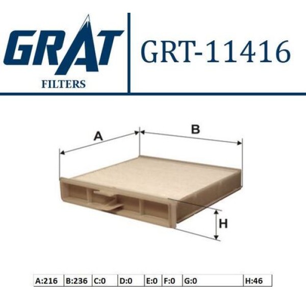 Grat 11416 Kabin Filtresi Scenic II 1.4-1.6-1.6 16V-2.0 16V-1.5 DCI-1.9 DCI-2.0 DCI 7701055110