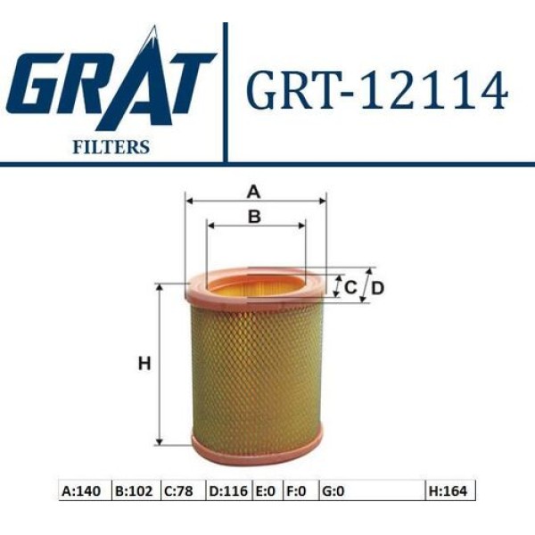 Grat 12114 Hava Filtresi P106-205-306-405 1.4 1.5 1444.85