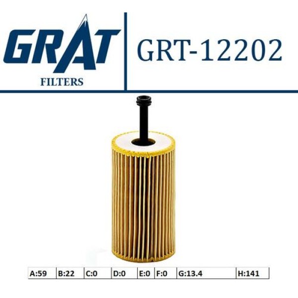 Grat 12202 Yağ Filtresi Ekolojık 206-306-307-Partner-Berlingo-C2-C3-Saxo 1.4 1.6 95 1109.R6