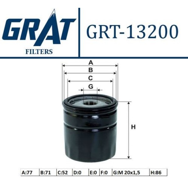 Grat 13200 Yağ Filtresi 12203 C-Elysee 1.2VTI 12-C3 II 12-C4 04-DS5 08-208-307-308-2007 1109T0 