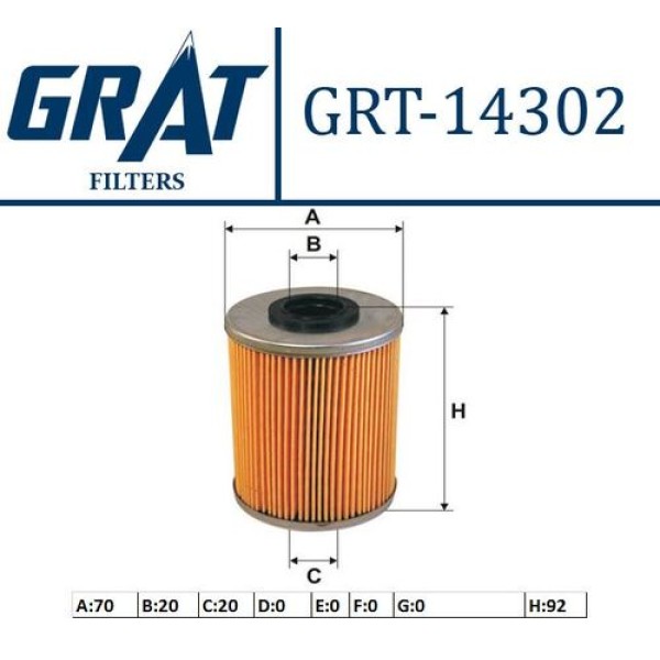 Grat 14302 Yakıt Filtresi Astra F-G 1.7Td-2.0 DI-Corsa C 1.7CDTI-Vectra B-C 2.0 DI-2.0 DTI-Combo 1.7CDTI 818531 
