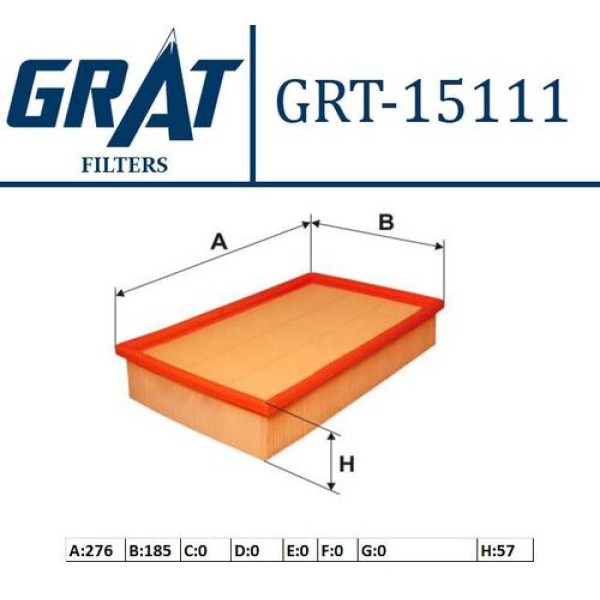 Grat 15111 Hava Filtresi Volkswagen Caddy 96-03 Polo CLS 96-00 Toledo 92-99 Felicia 95-00 1L0129620A 