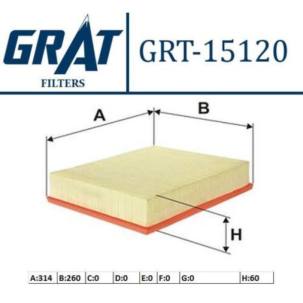 Grat 15120 Hava Filtresi Volkswagen Amarok 10-12 2.0 TSI 2.0 TDI 2H0129620 