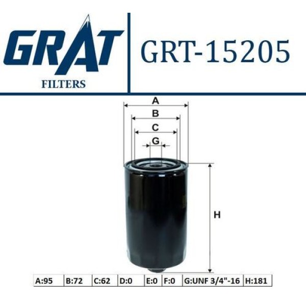 Grat 15205 Yağ Filtresi Volkswagen Transporter-Lt28-35 92-96-T4 95 FN0016 