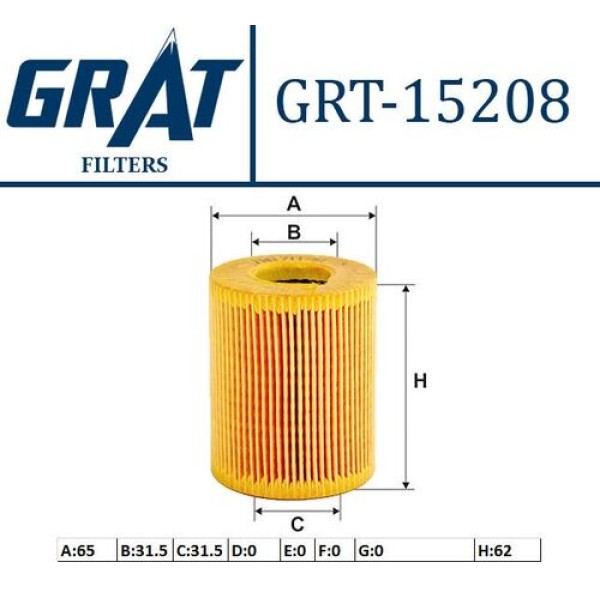 Grat 15208 Yağ Filtresi Mann Tipi Volkswagen Polo 1.2 02-09-Cordoba-Ibiza-Toledo 1.2 02- 03D198819A