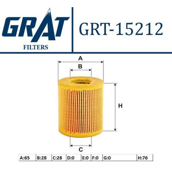 Grat 15212 Yağ Filtresi Volkswagen Polo 1.2 TDI 2008 03P115562 