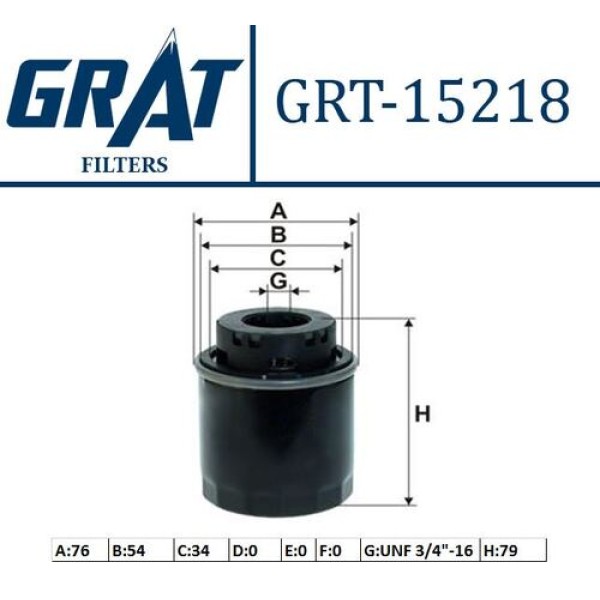 Grat 15218 Yağ Filtresi Volkswagen Golf VI 1.2TSI 09-Jetta IV Passat Tiguan 1.4TSI 11-A1 1.2TFSI 9 03C115561D 