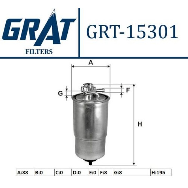 Grat 15301 Yakıt Filtresi Volkswagen Golf 98-06 Lt 97-07 Passat 97-05 A6 98-05 AGR-Ahf-AVR-ANJ-Avf 1J0127401A 