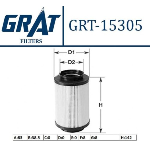 Grat 15305 Yakıt Filtresi-1K0127400F Volkswagen Caddy 04-08 Golf 04-14 A3 04-07 Leon 06-10 Octavia 04-07 1K0127434A 