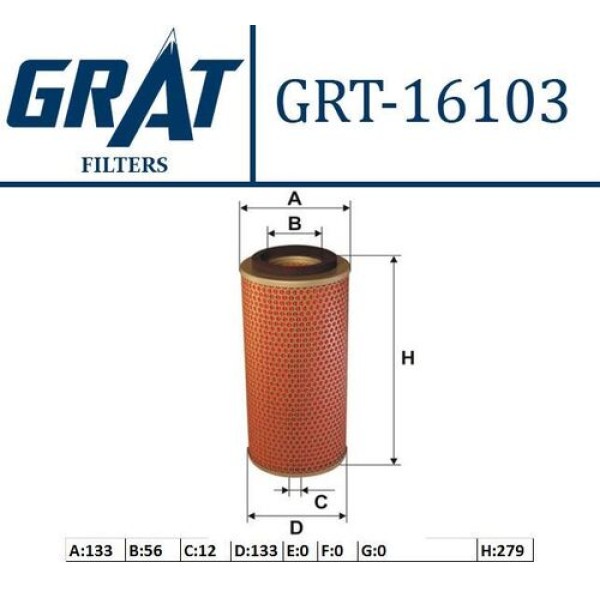 Grat 16103 Hava Filtresi Pervanesiz H100 Minibüs-Mitsubishi L299 MD603446