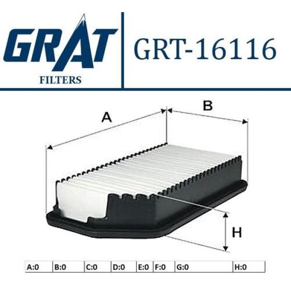 Grat 16116 Hava Filtresi I30 2012-1.6 CRDI Dizel-Ceed 2012-1.6 CRDI Dizel 28113A5800 