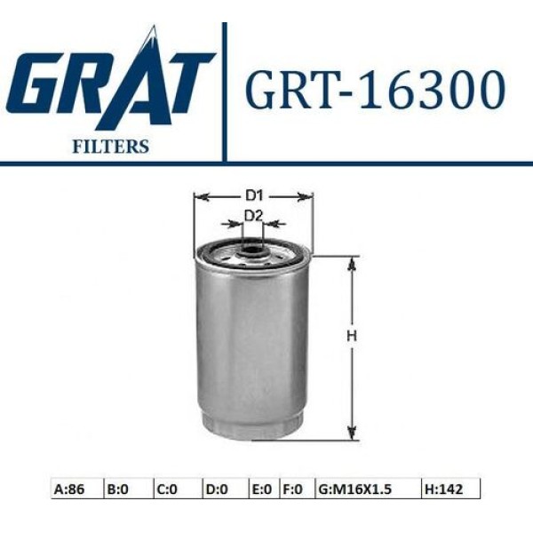 Grat 16300 Yakıt Filtresi Accent 1.5 Crd Era Getz Tuscon-Ceed-Sorento Bongo 2.5 D Musluksuz 319224H001 