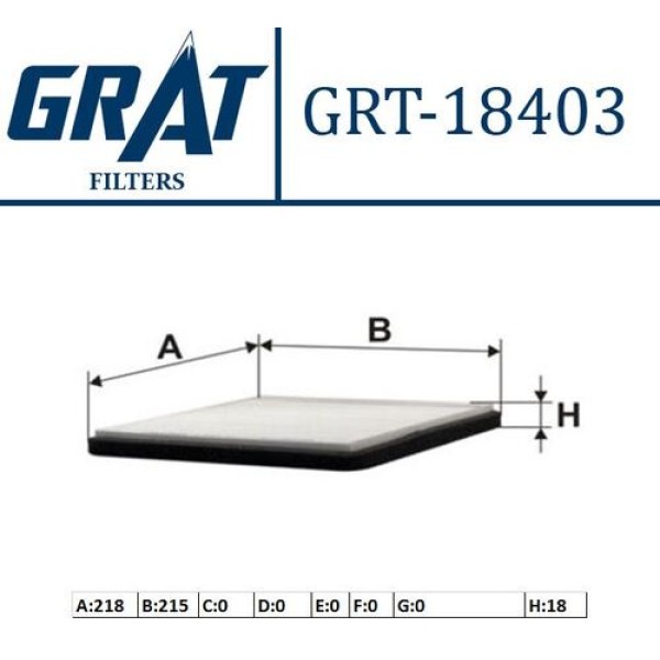 Grat 18403 Kabin Filtresi Yaris 99-05 1.3-Camry 01-Land Cruiser 01-RAV4 98 8713947010 