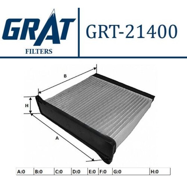 Grat 21400 Kabin Filtre-Mitsubishi Lancer 04-Outlander-Grandis 03-L200 CR 06- MR398288