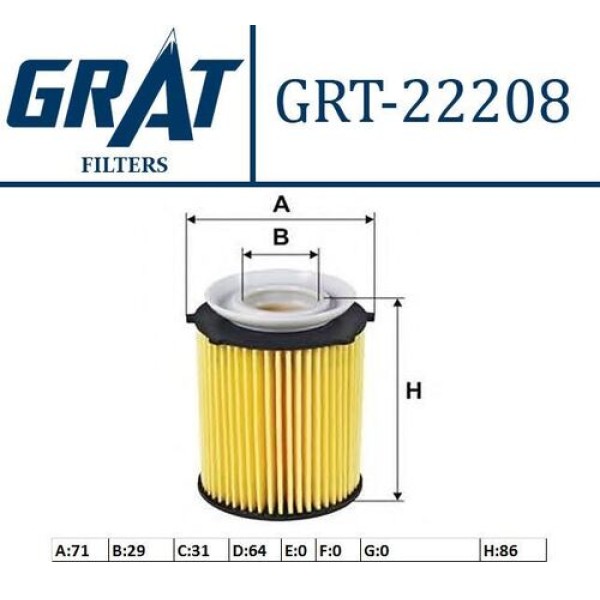 Grat 22208 Yağ Filtresi 270-274 176-246-204Cgı-212-CLA C116 2701840125 